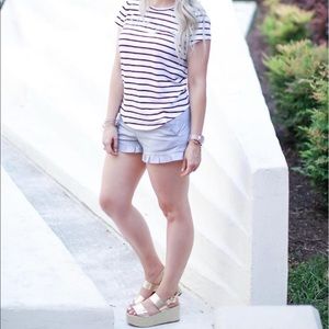 LOFT Grey Ruffle Lined Shorts